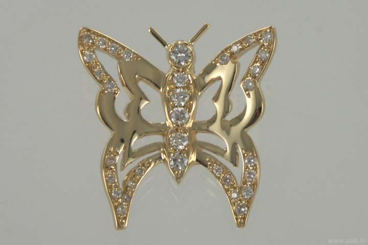 pendentif papillon or et diamants
