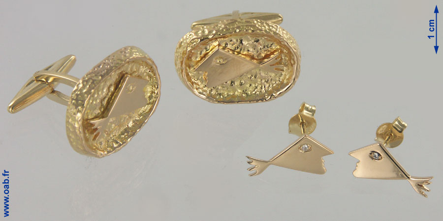 boutons de manchettes et boucles d'oreilles Hera