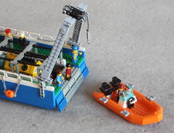 mise à l'eau du bateau orange 4