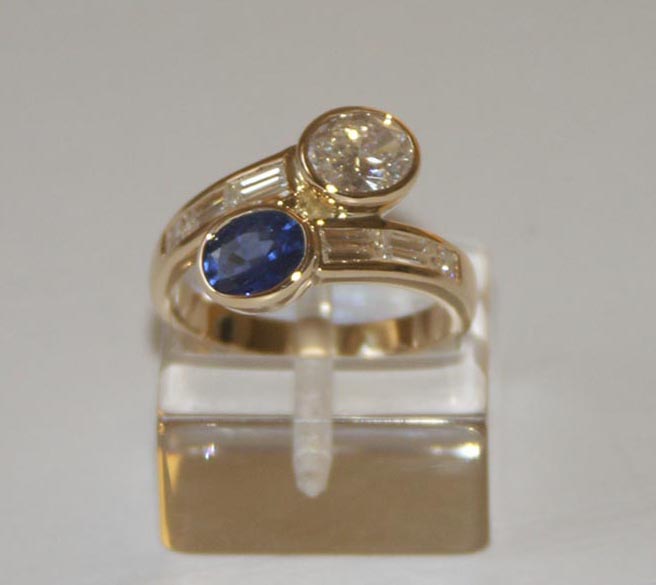 bague saphir et diamants