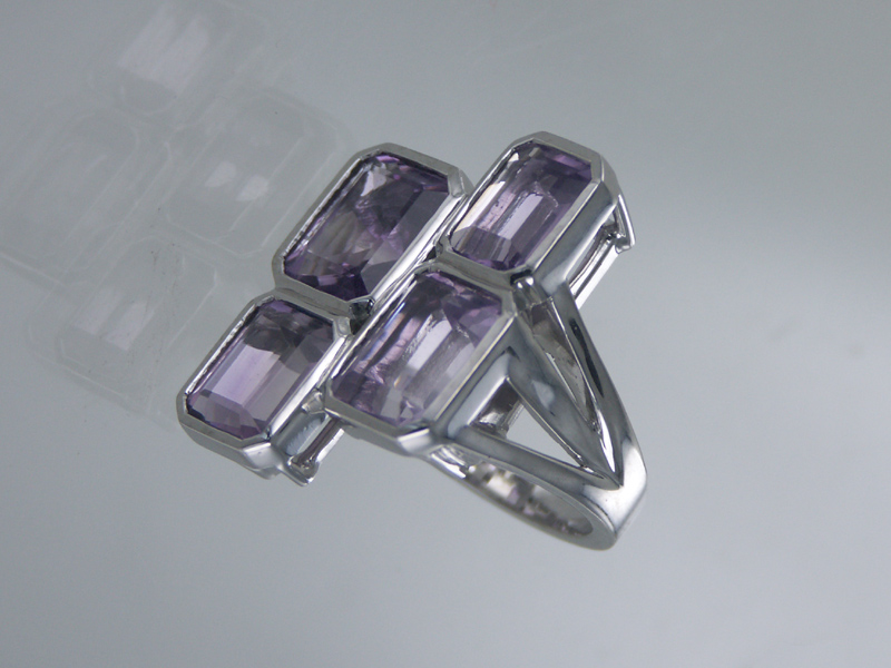 bague quatre améthystes rectangles