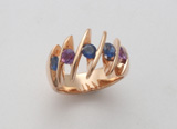 bague or rose, saphirs et améthystes