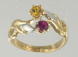 bague saphir jaune et rubis