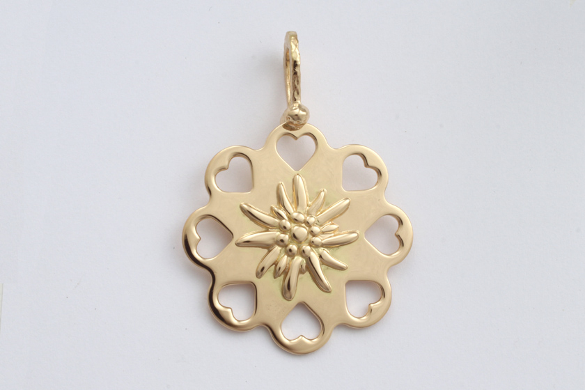 pendentif fleur edelweiss en or