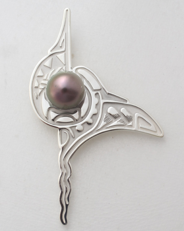 pendentif polynésien en argent avec perle